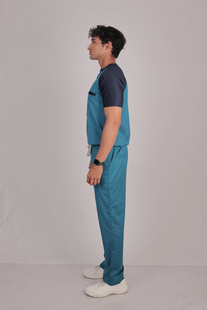 Pro-fit Peacock Blue Navy Dual Scrubs