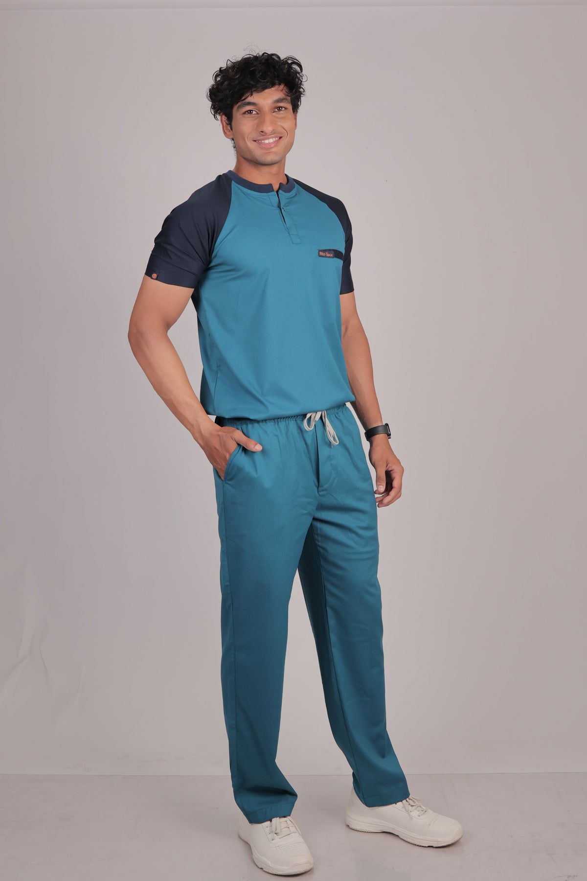 Pro-fit Peacock Blue Navy Dual Scrubs