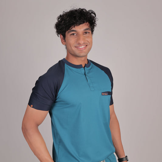 Pro-fit Peacock Blue Navy Dual Scrubs