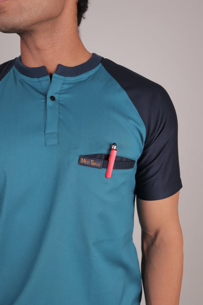 Pro-fit Peacock Blue Navy Dual Scrubs