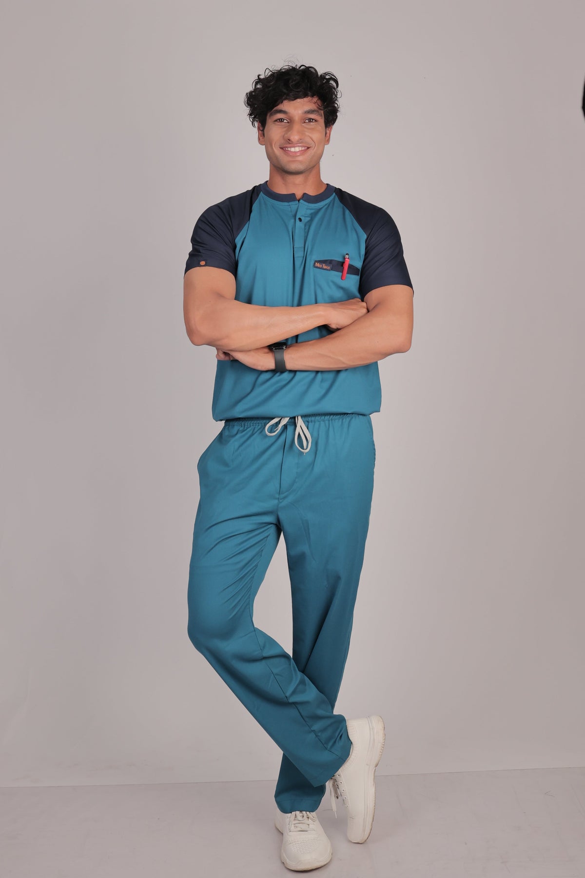 Pro-fit Peacock Blue Navy Dual Scrubs