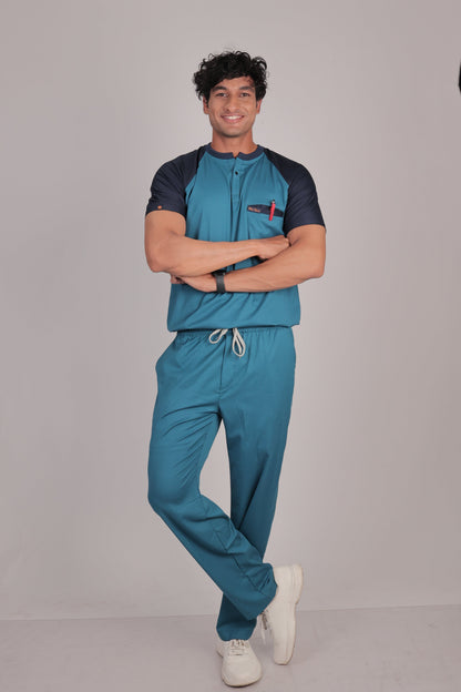 Pro-fit Peacock Blue Navy Dual Scrubs