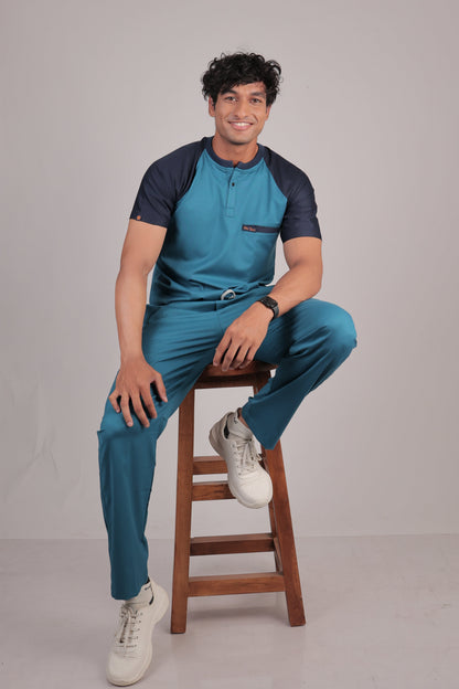 Pro-fit Peacock Blue Navy Dual Scrubs