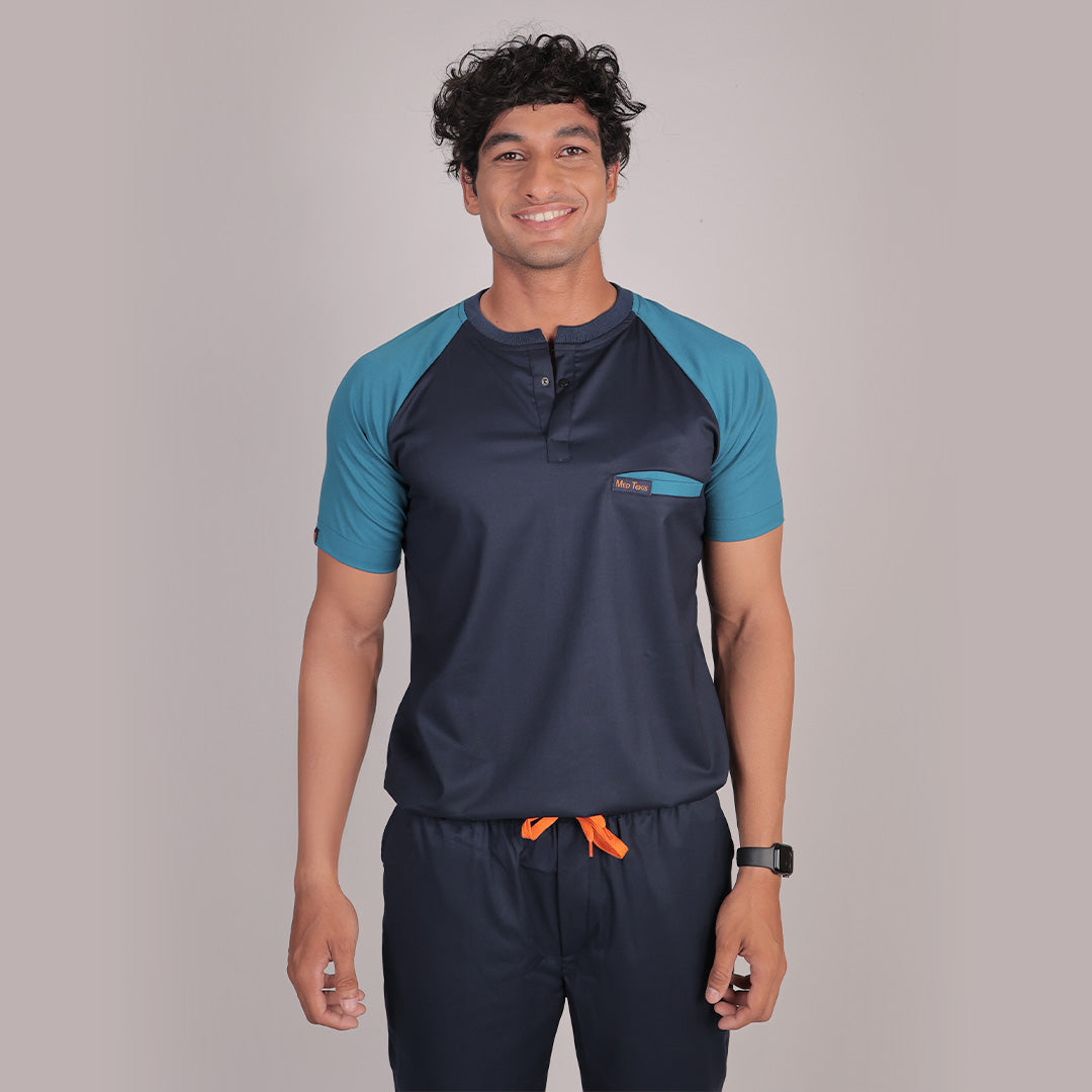 Pro-fit Navy and Peacock Blue Dual Scrubs