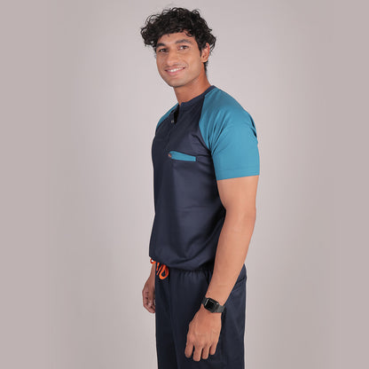 Pro-fit Navy and Peacock Blue Dual Scrubs