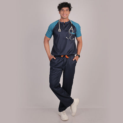 Pro-fit Navy and Peacock Blue Dual Scrubs