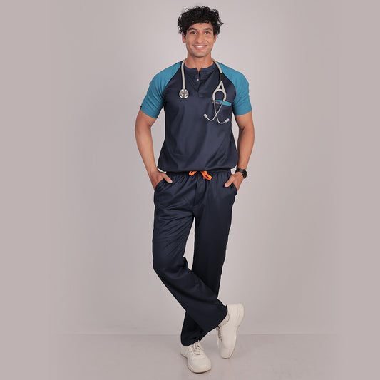 Pro-fit Navy and Peacock Blue Dual Scrubs