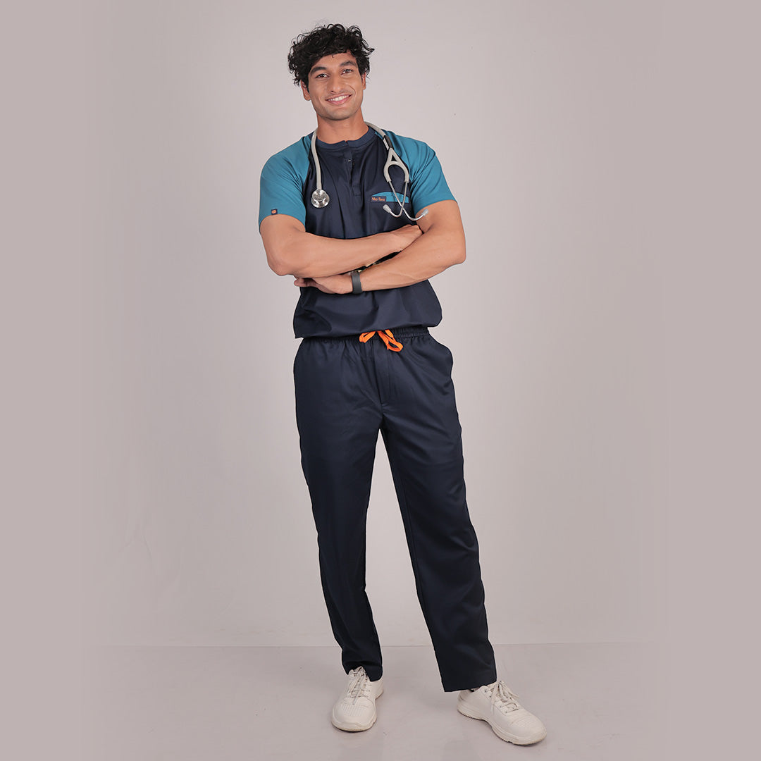 Pro-fit Navy and Peacock Blue Dual Scrubs