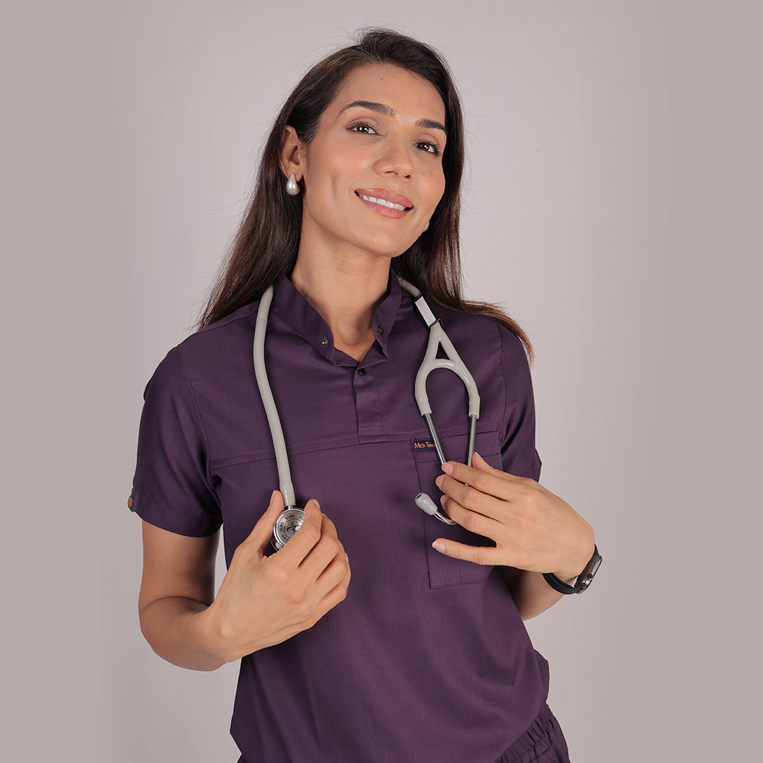 Pro-fit Regal Purple Highneck Women scrubs