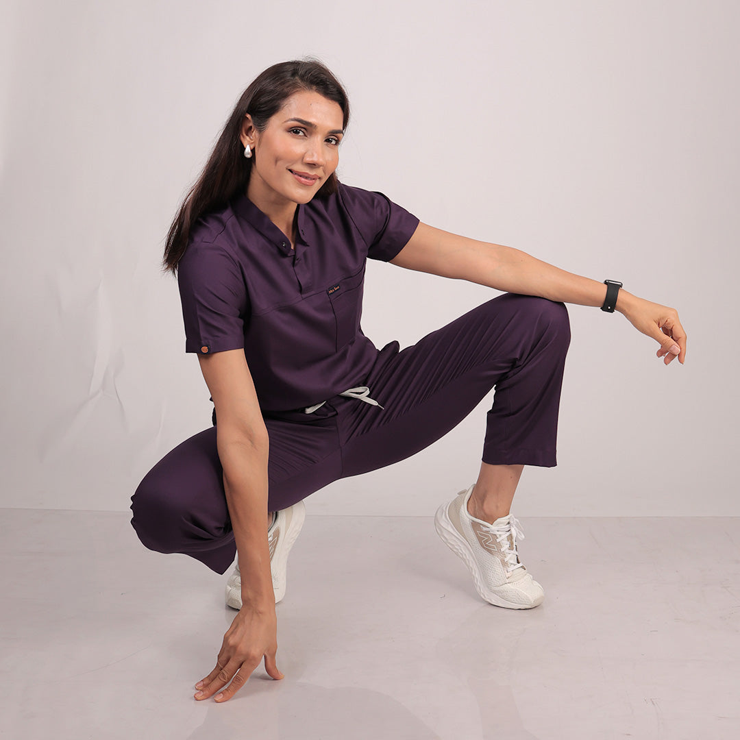Pro-fit Regal Purple Highneck Women scrubs