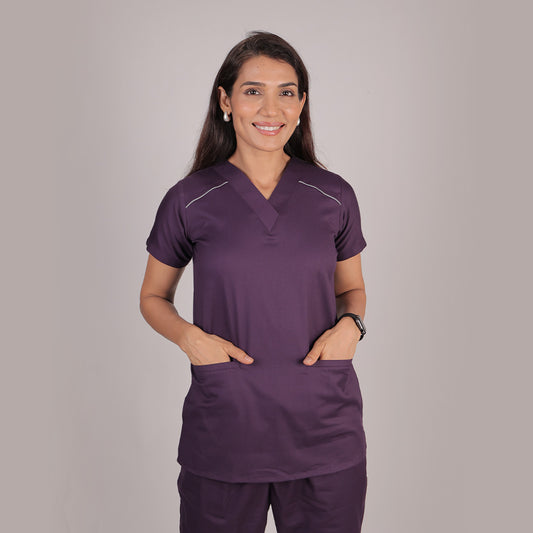 Pro-fit Regal Purple Vneck Women scrubs
