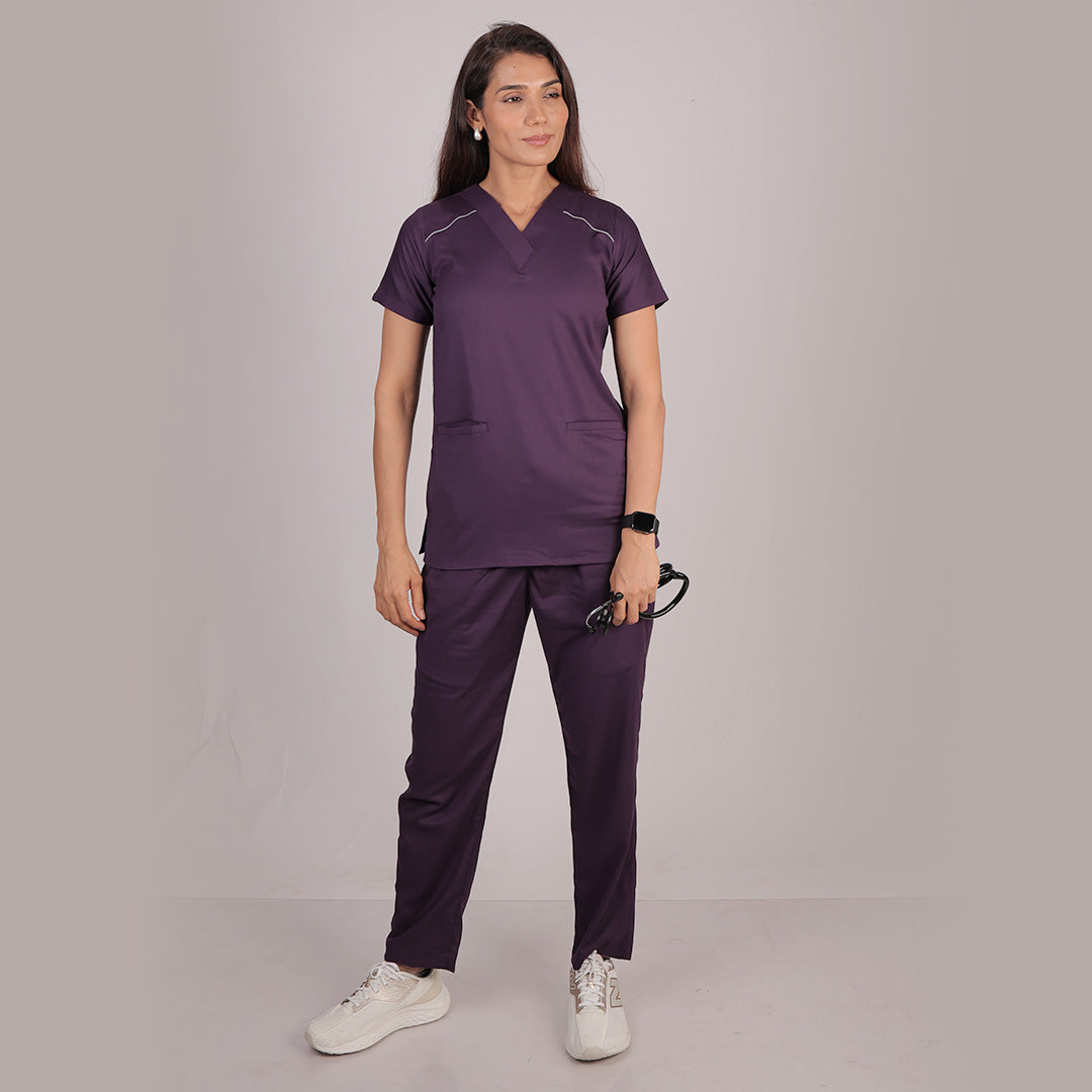 Pro-fit Regal Purple Vneck Women scrubs