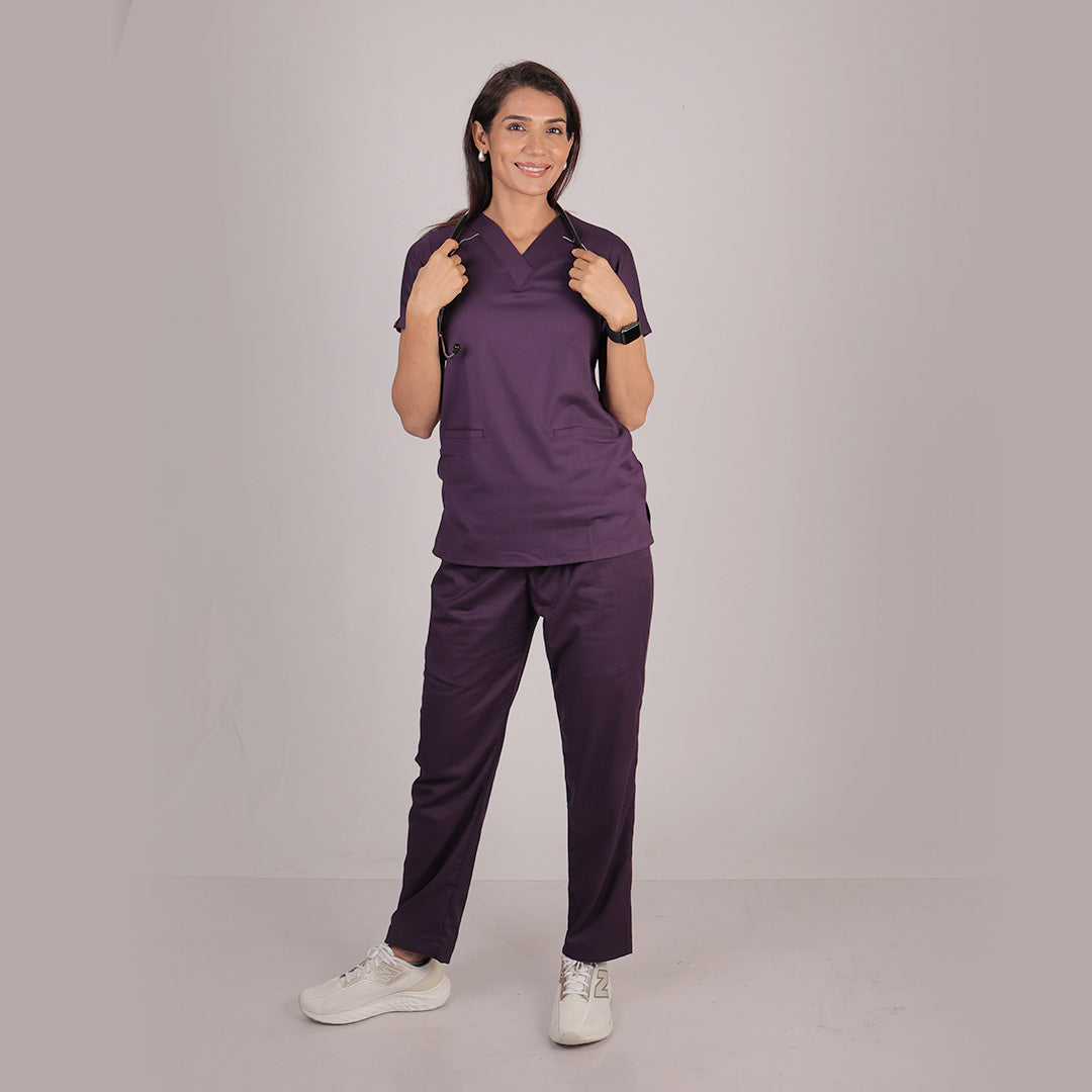 Pro-fit Regal Purple Vneck Women scrubs