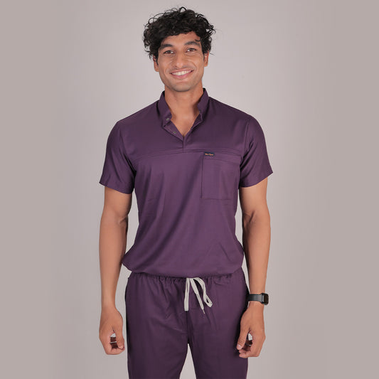 Pro-fit Regal Purple High Neck Men scrubs