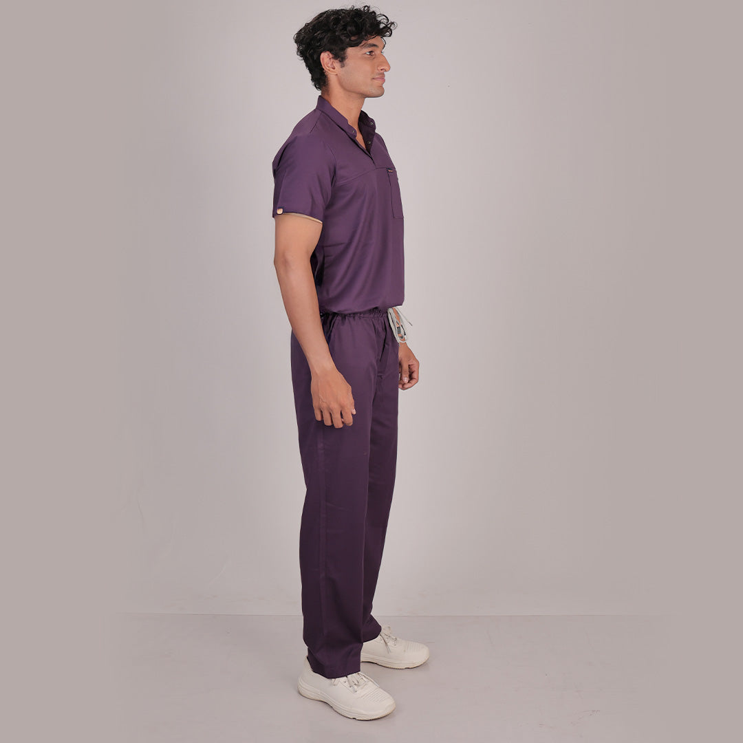 Pro-fit Regal Purple High Neck Men scrubs