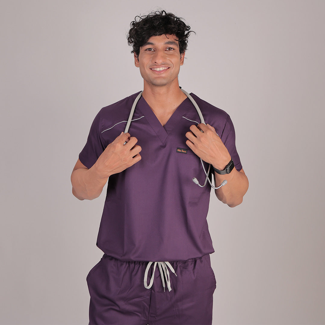 Pro-fit Regal Purple Vneck Men scrubs