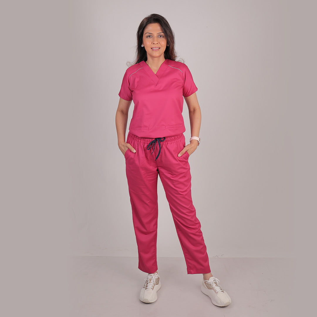 Pro-fit Mulberry Pink Vneck Women scrubs