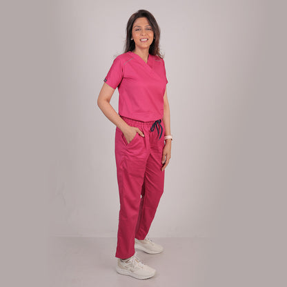 Pro-fit Mulberry Pink Vneck Women scrubs