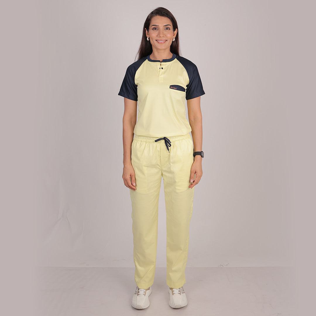 Pro-fit Yellow Navy Blue Dual women scrubs