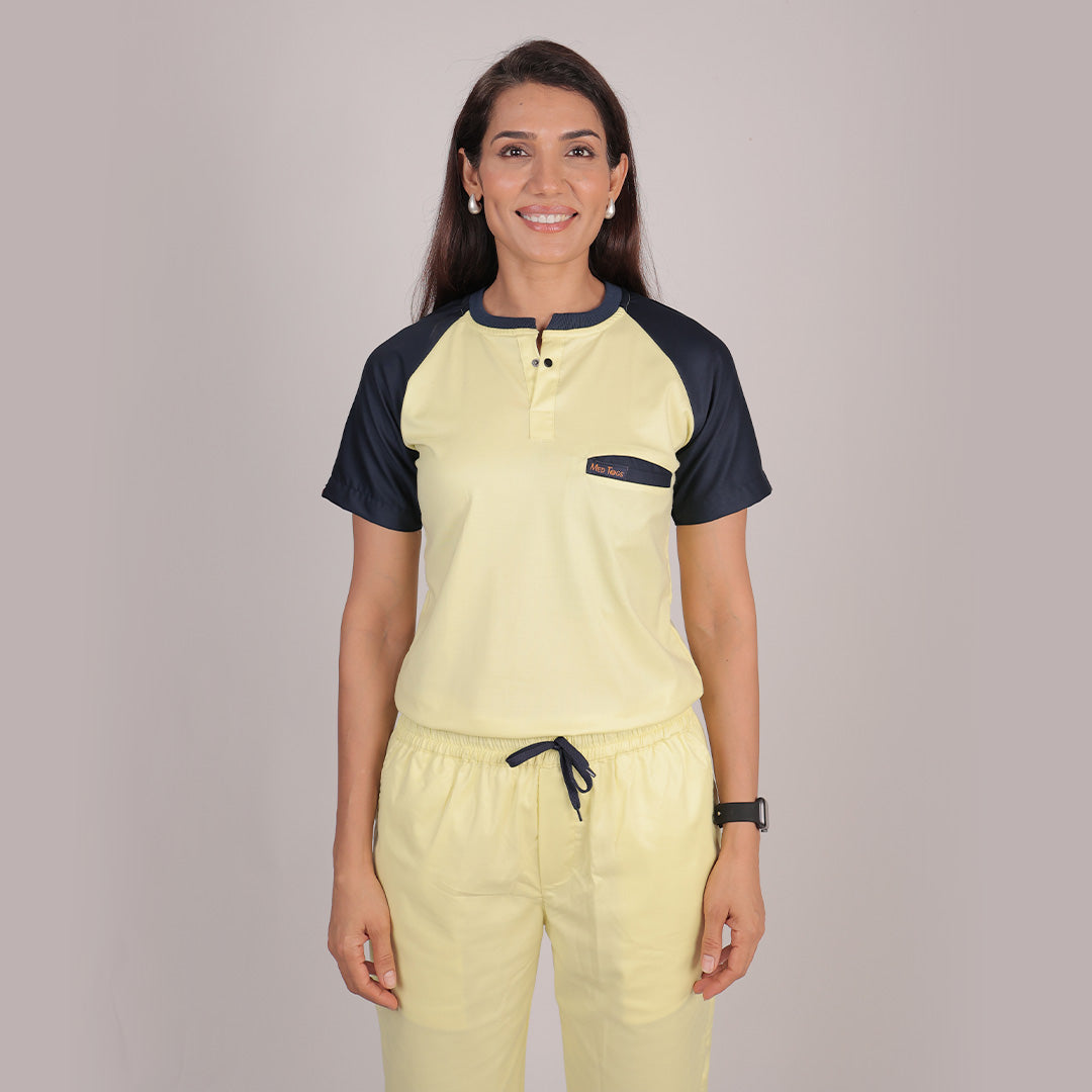 Pro-fit Yellow Navy Blue Dual women scrubs