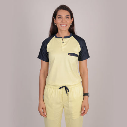 Pro-fit Yellow Navy Blue Dual women scrubs