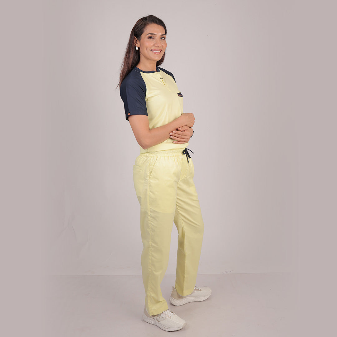 Pro-fit Yellow Navy Blue Dual women scrubs