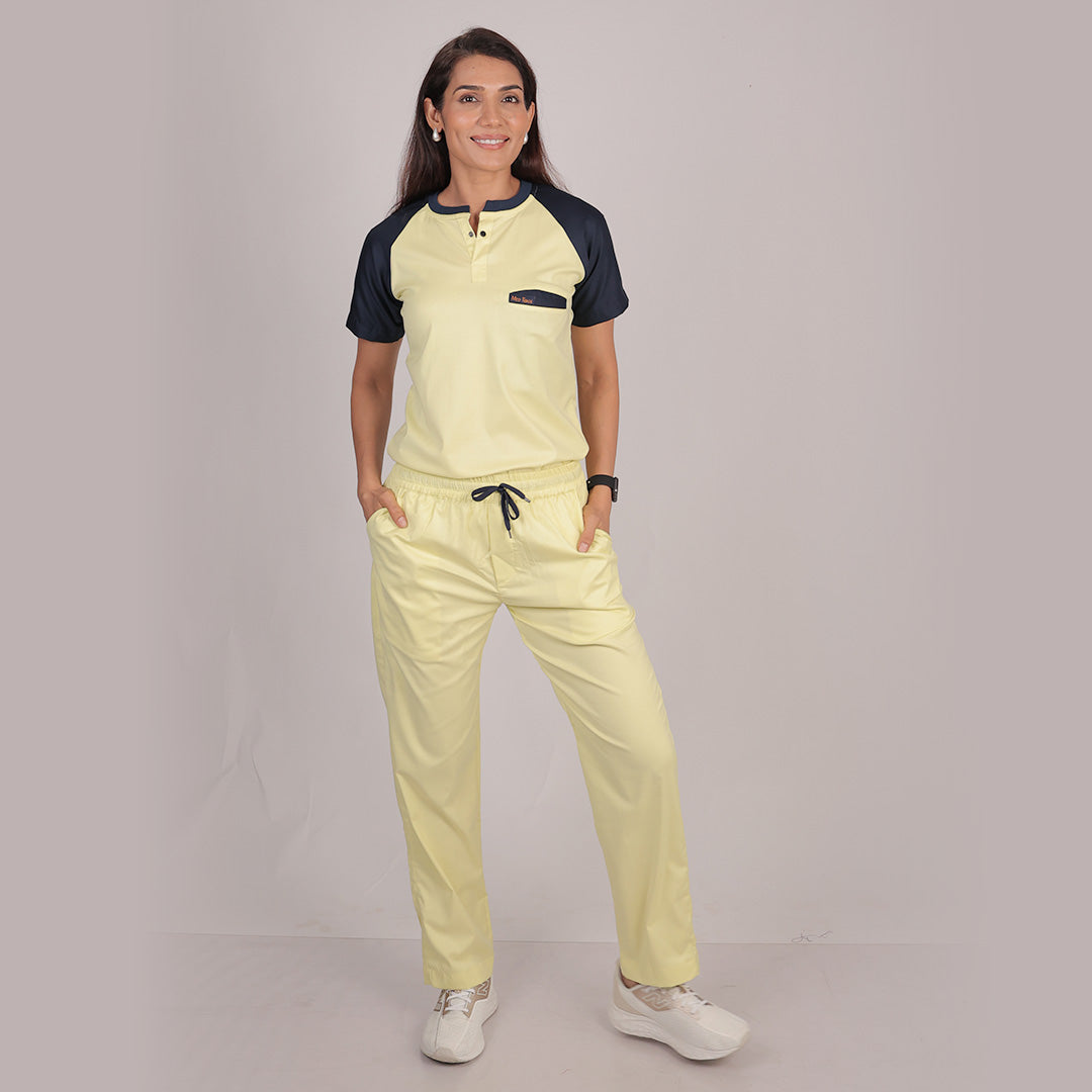 Pro-fit Yellow Navy Blue Dual women scrubs