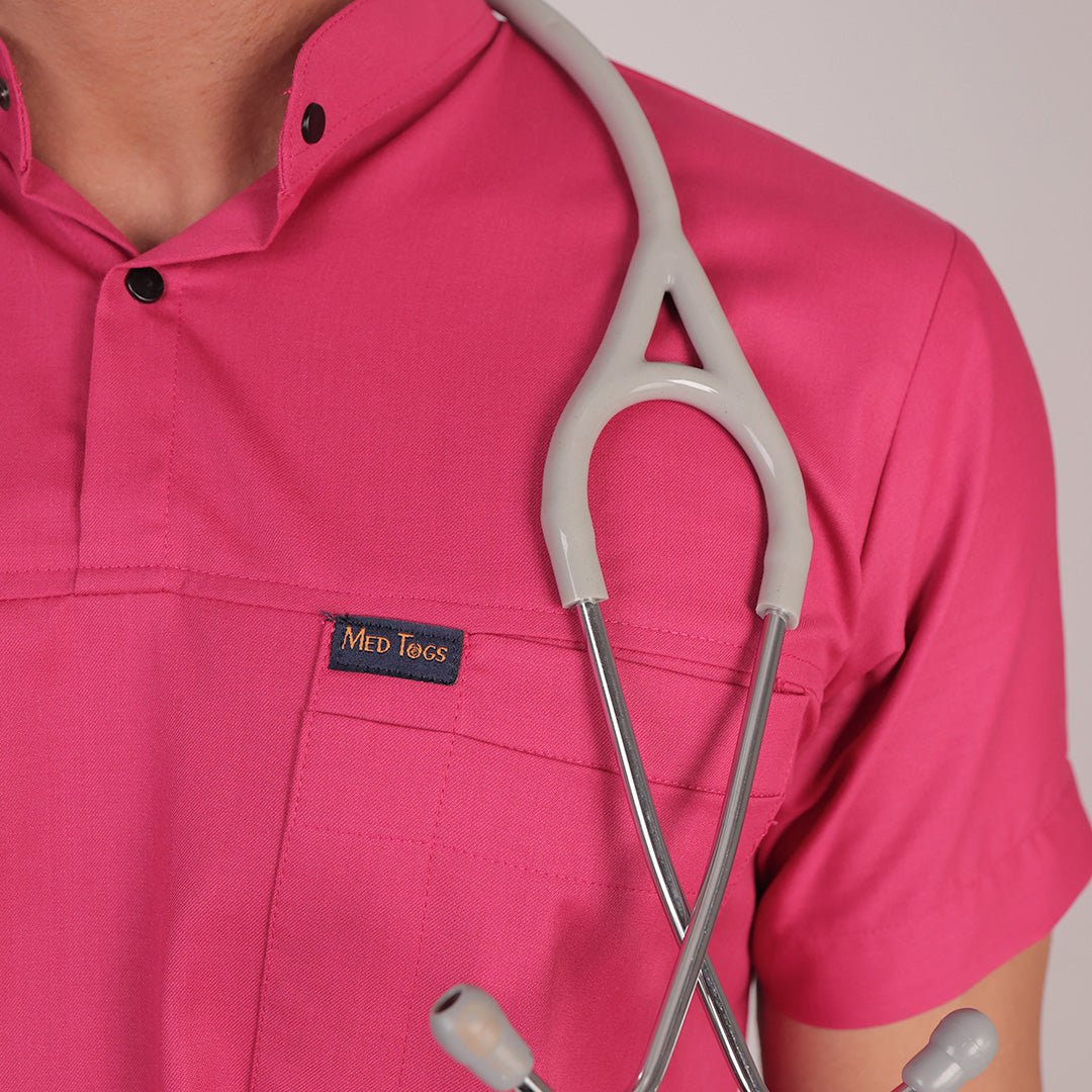 Pro-fit Mulberry pink High neck women scrubs
