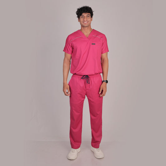 Pro-fit Mulberry Pink Vneck Men scrubs