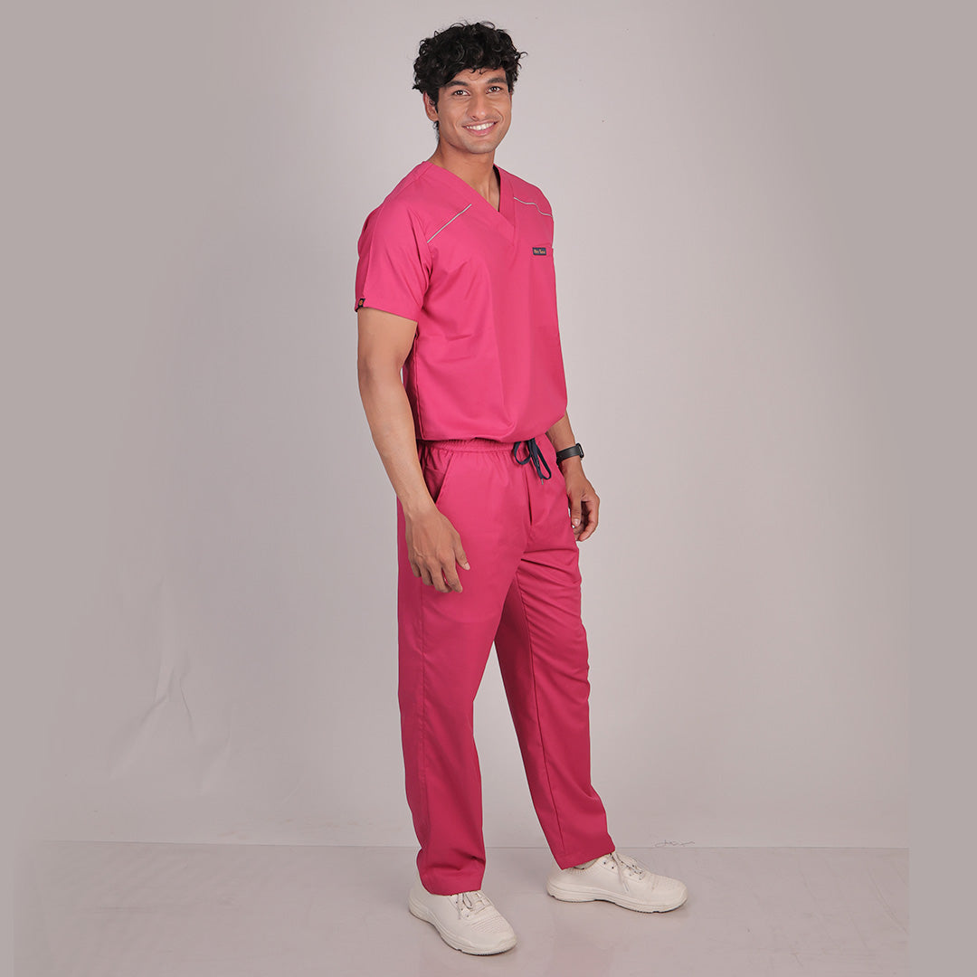 Pro-fit Mulberry Pink Vneck Men scrubs