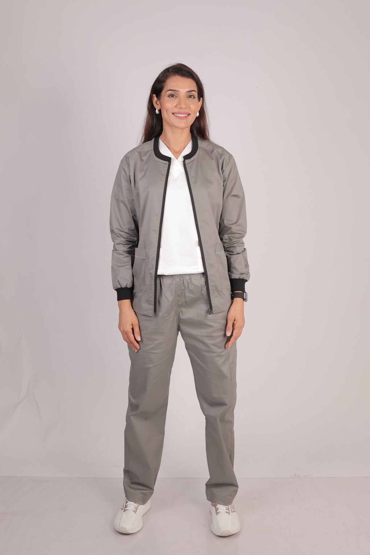 Cotton Stretchable Women Scrub Jacket and Pant Set