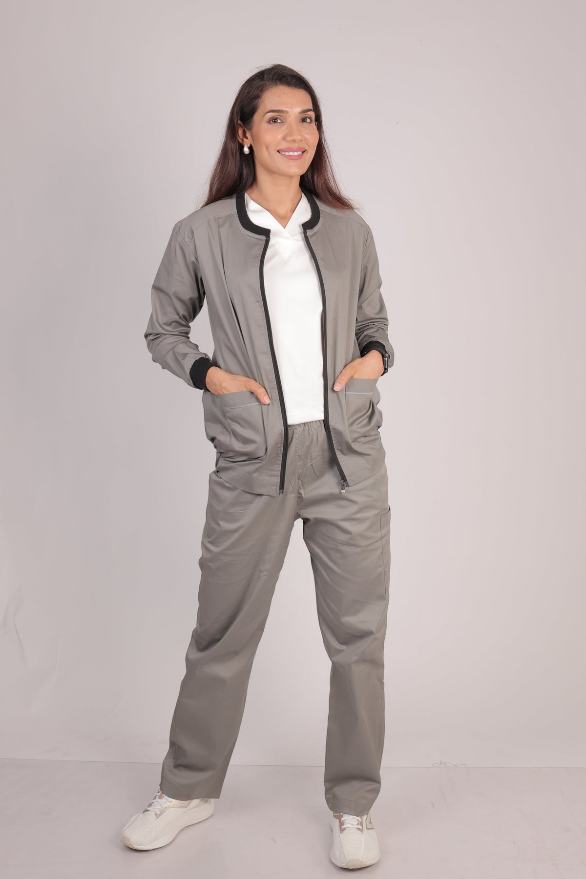 Cotton Stretchable Women Scrub Jacket and Pant Set