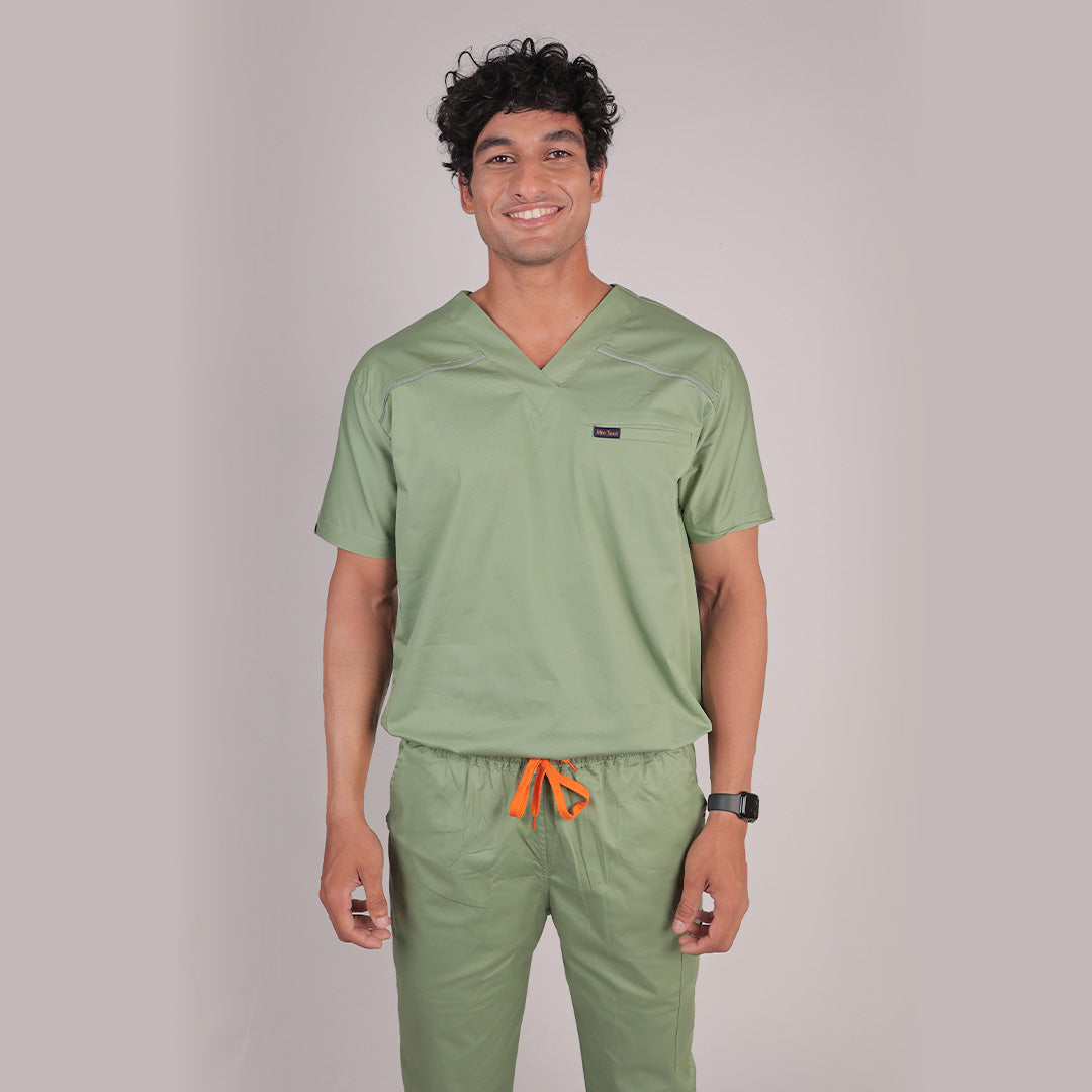 Men Theriaca Green V Neck Sretch scrubs