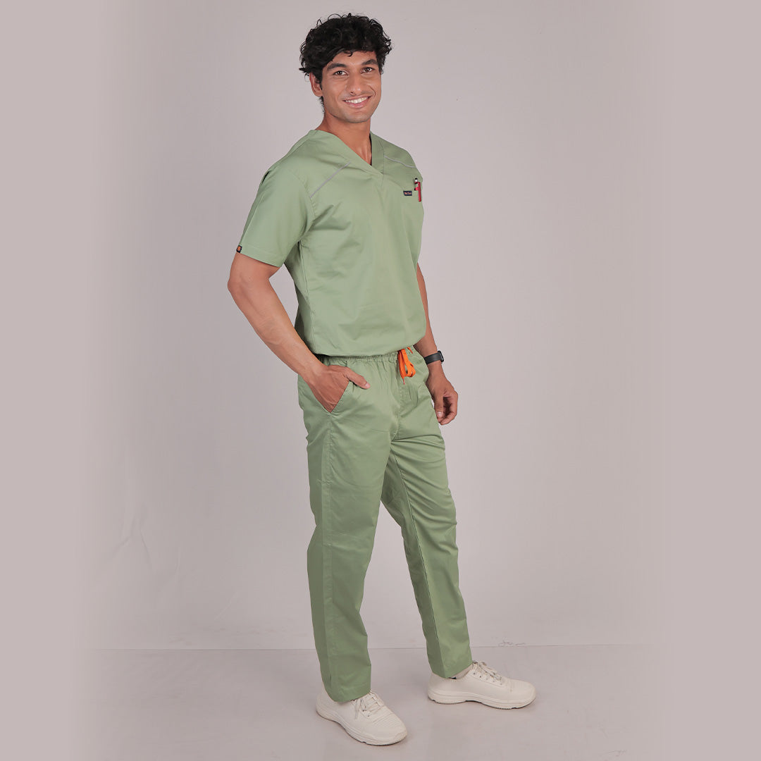 Men Theriaca Green V Neck Sretch scrubs