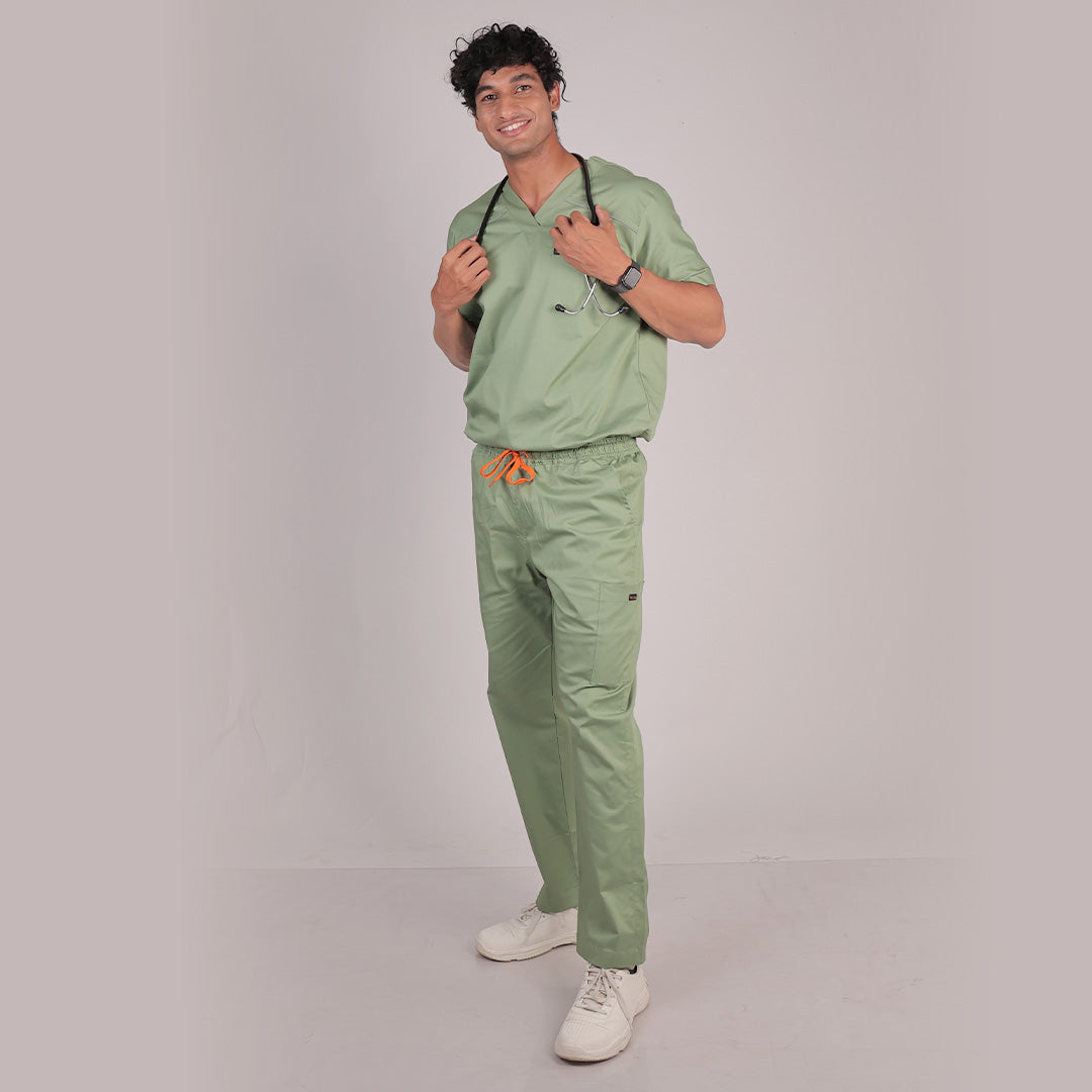 Men Theriaca Green V Neck Sretch scrubs