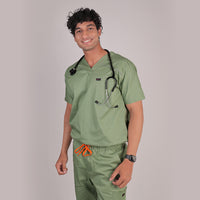 Men Theriaca Green V Neck Sretch scrubs