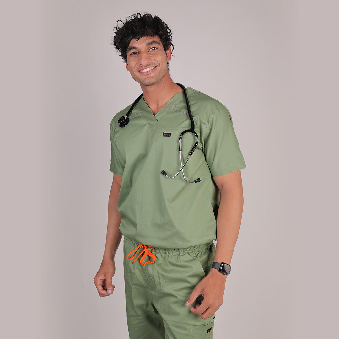 Men Theriaca Green V Neck Sretch scrubs