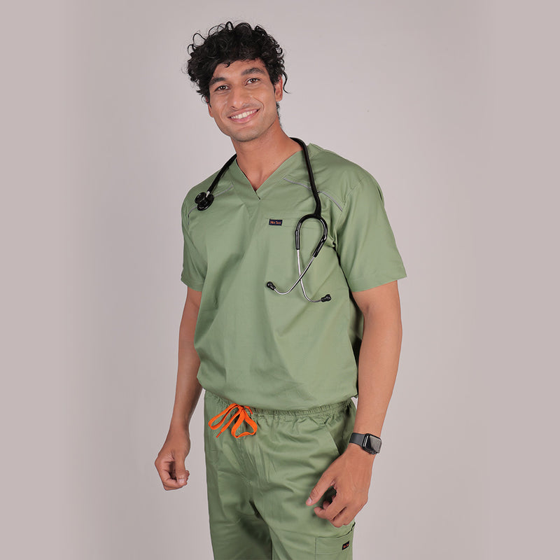 Men Theriaca Green V Neck Sretch scrubs