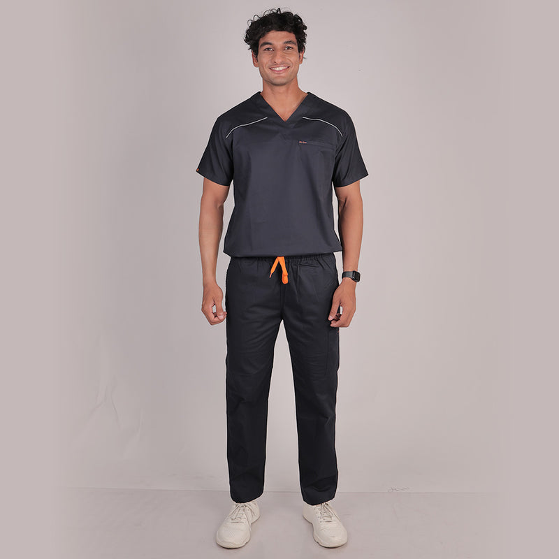 Men Schorl Black V neck Scrubs