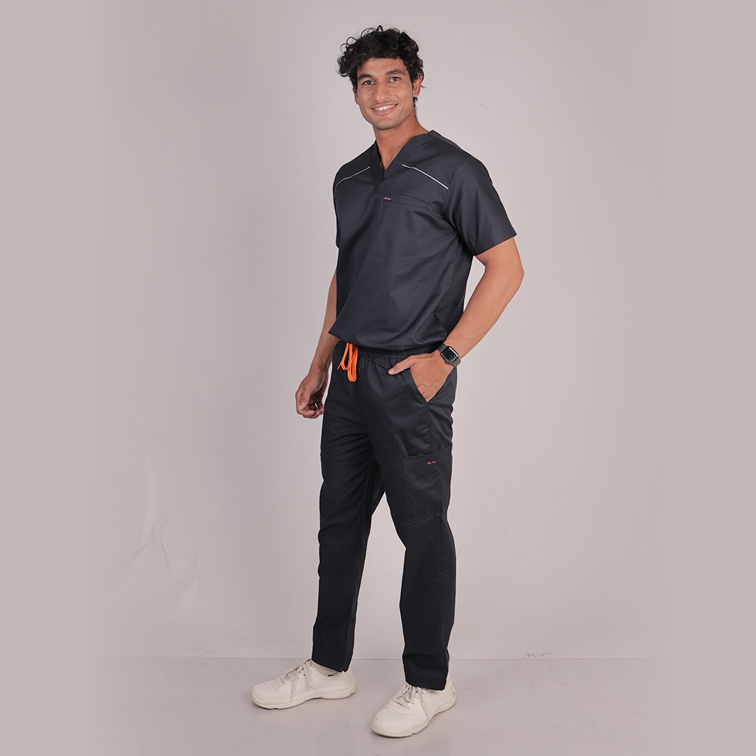 black cotton stretch scrubs for men