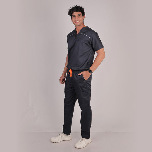 black cotton stretch scrubs for men