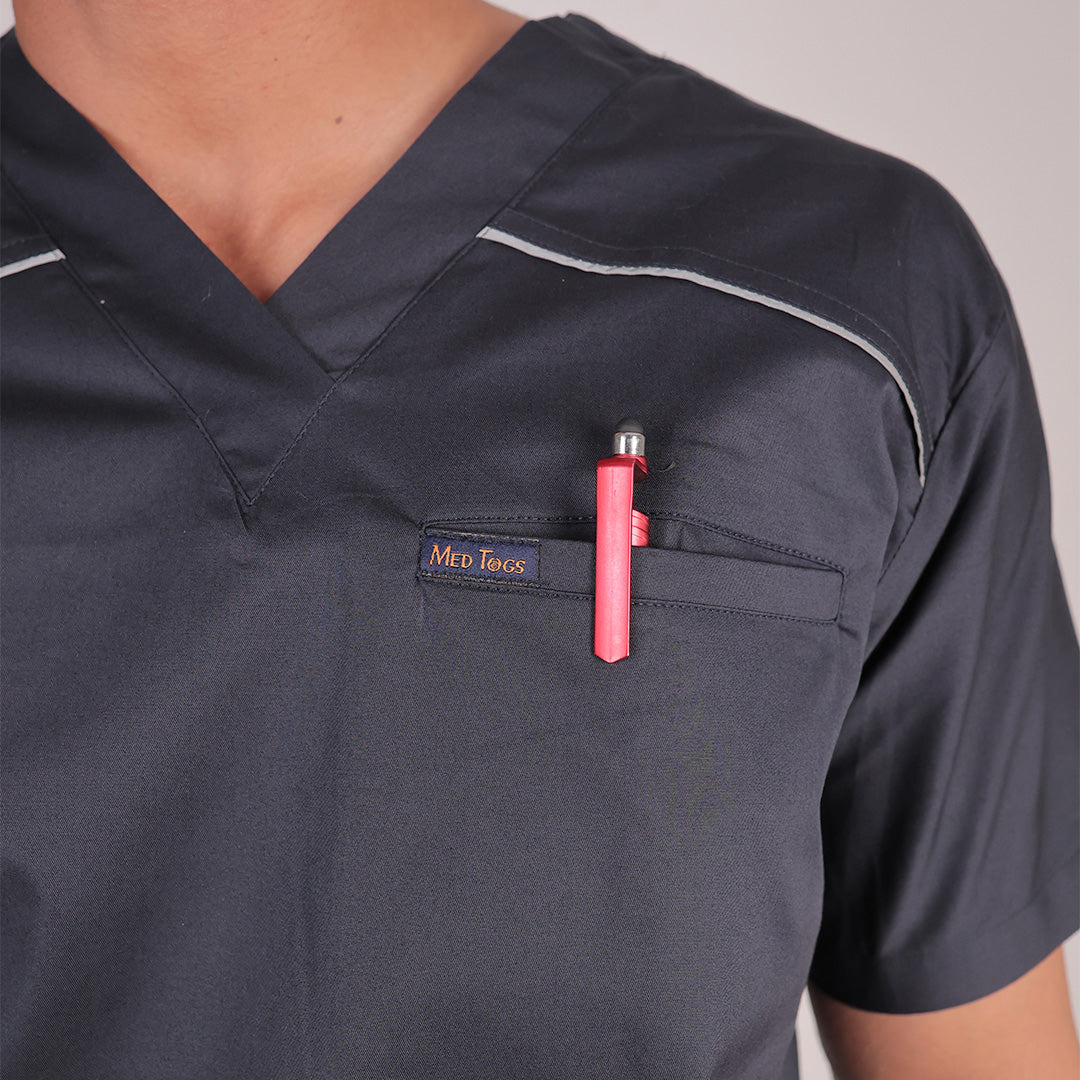 Men Schorl Black V neck Scrubs