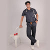 Men Schorl Black V neck Scrubs