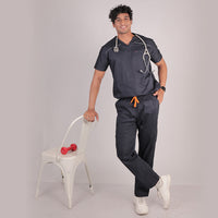Men Schorl Black V neck Scrubs