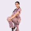 Salmon Pink V neck Women scrubs