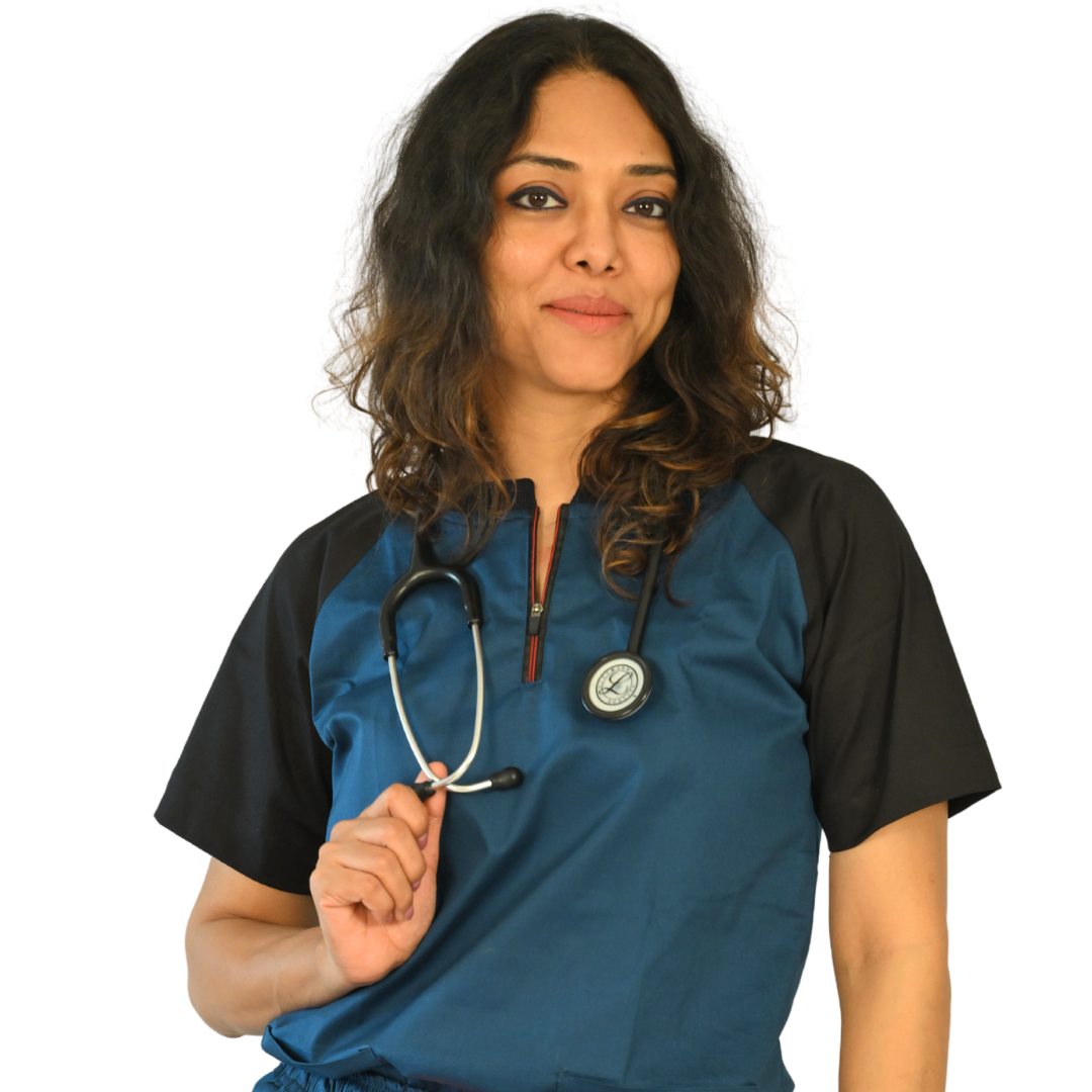 Blue black Dual Scrub Set for Women(Top + Pant)