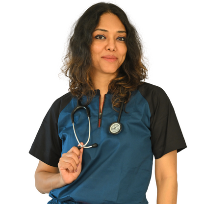 Blue black Dual Scrub Set for Women(Top + Pant)