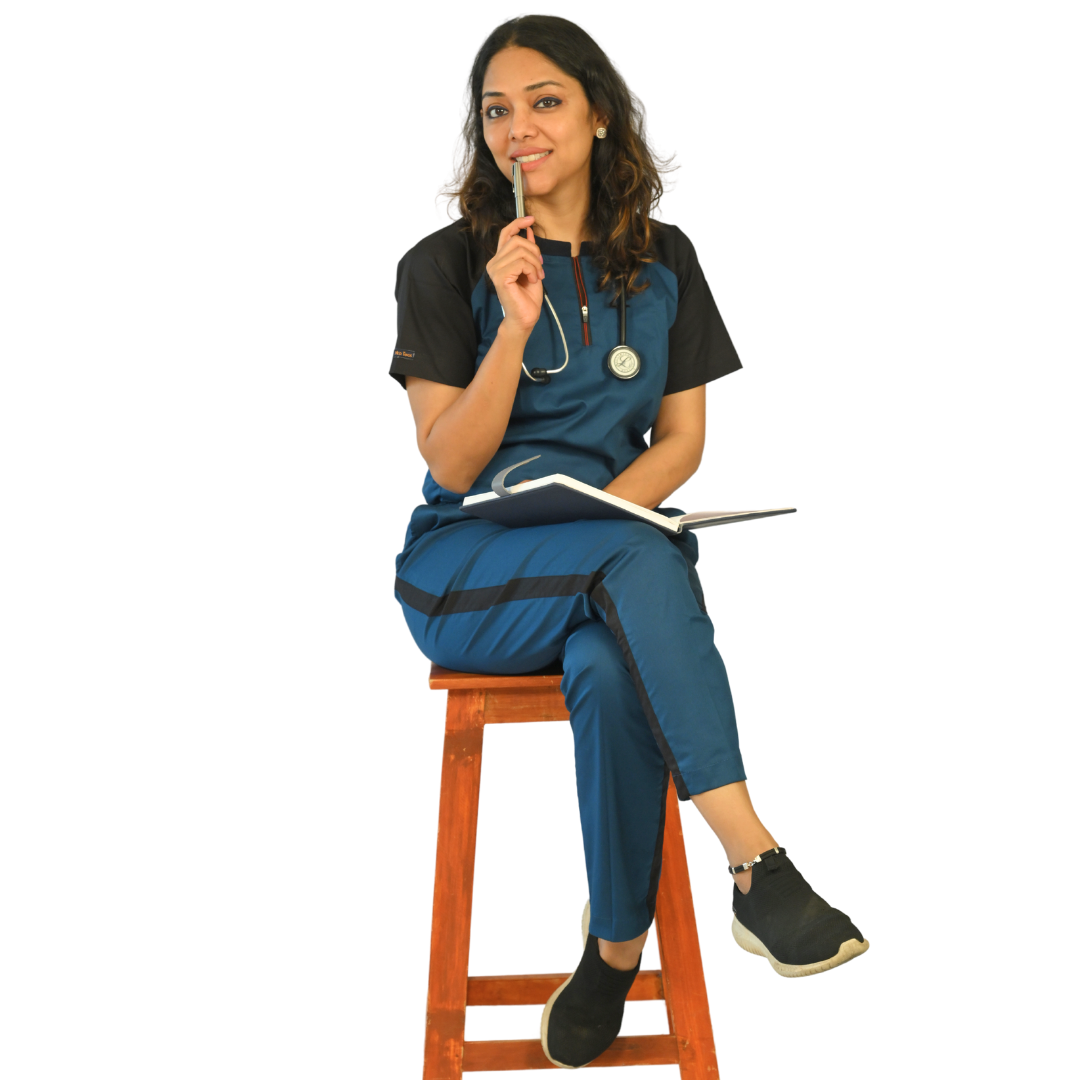 Blue black Dual Scrub Set for Women(Top + Pant)