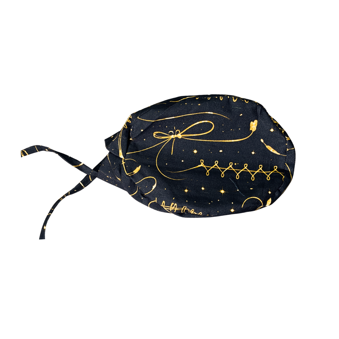 Breathable OT scrub cap with surgical sutures and stitching techniques print
