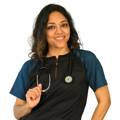 MedTogs dual colour women scrub suit for surgical wear for doctors and dentists